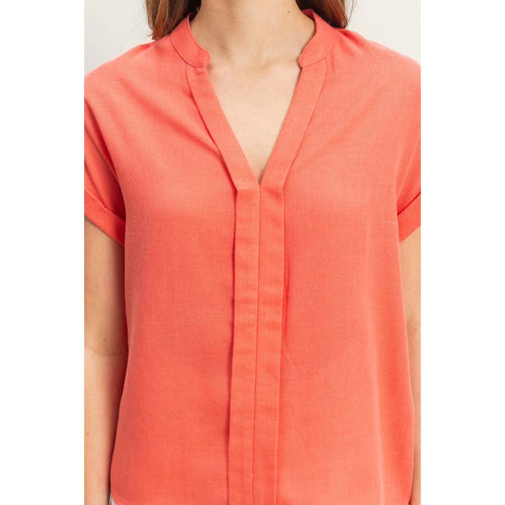 HYFVE - Wholesale Shirt - Women's - HF25A713-Notch Collar Short Sleeve Basic Top