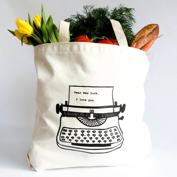 Dear New York I love you Typewriter Tote Bag for wholesale by Garbella