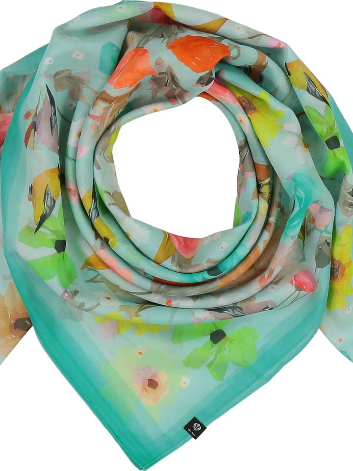 Floral Birds Cotton Silk Square for wholesale by FRAAS - The Scarf Company