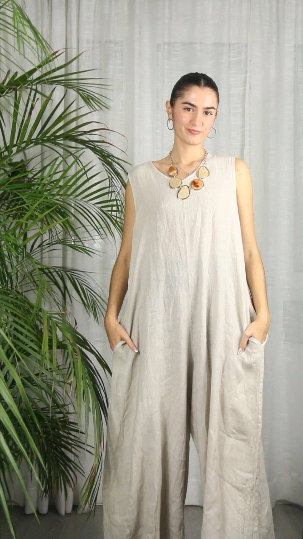 Linen & More - Wholesale Dress - Women's - REF 14580 SLEEVELESS JUMPSUIT 100% LINEN4