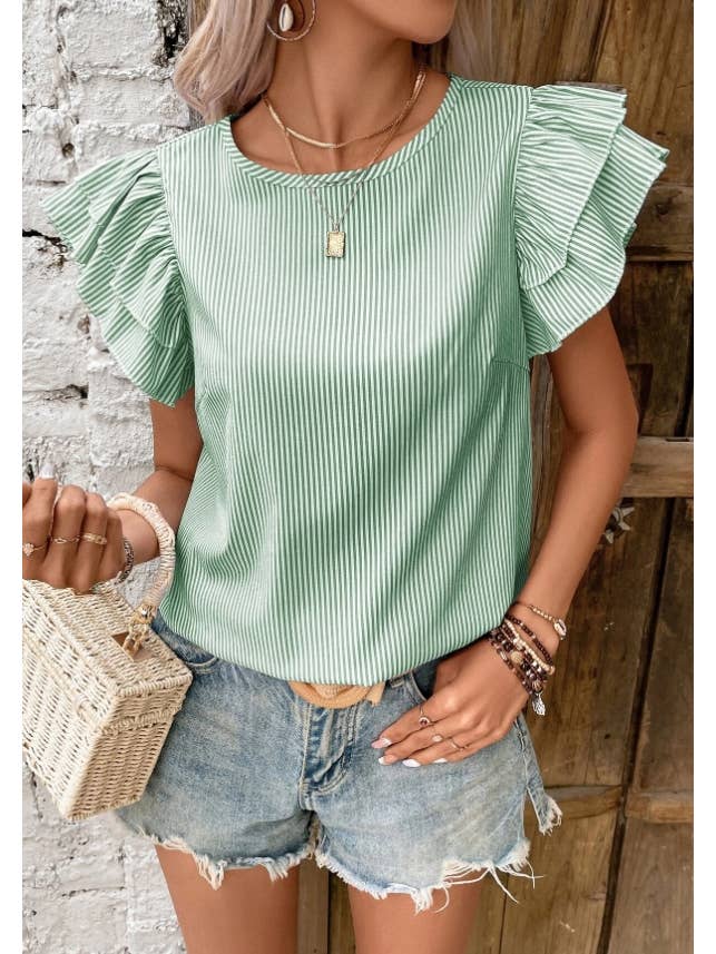 TREND SHOP – wholesale Blus - Dam – RANDIG PRINT FJÄRIL ÄRM BLUS