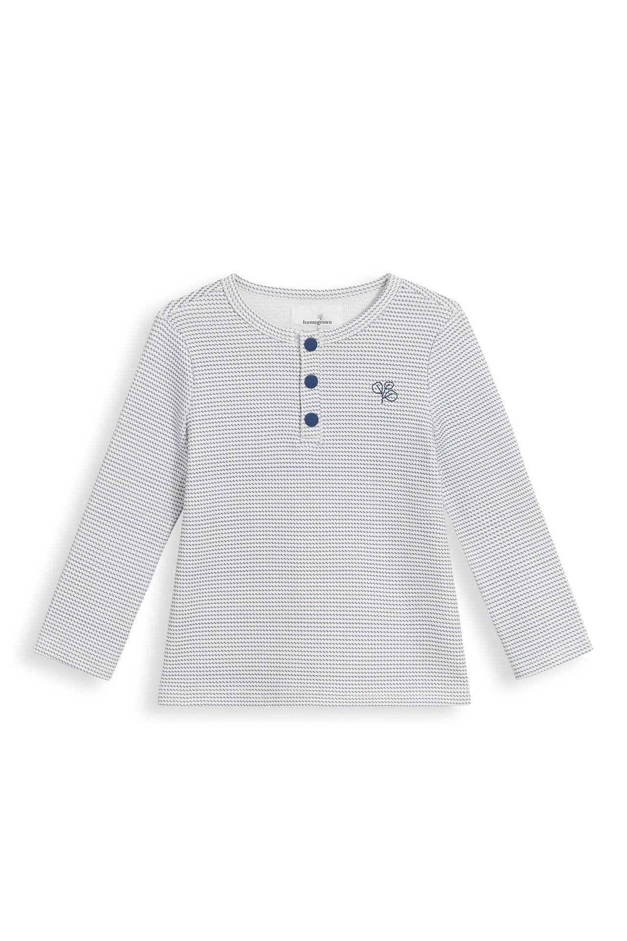Homegrown Kids - Wholesale T-shirt – Kids - Long Sleeved Henley Top Trellis Navy