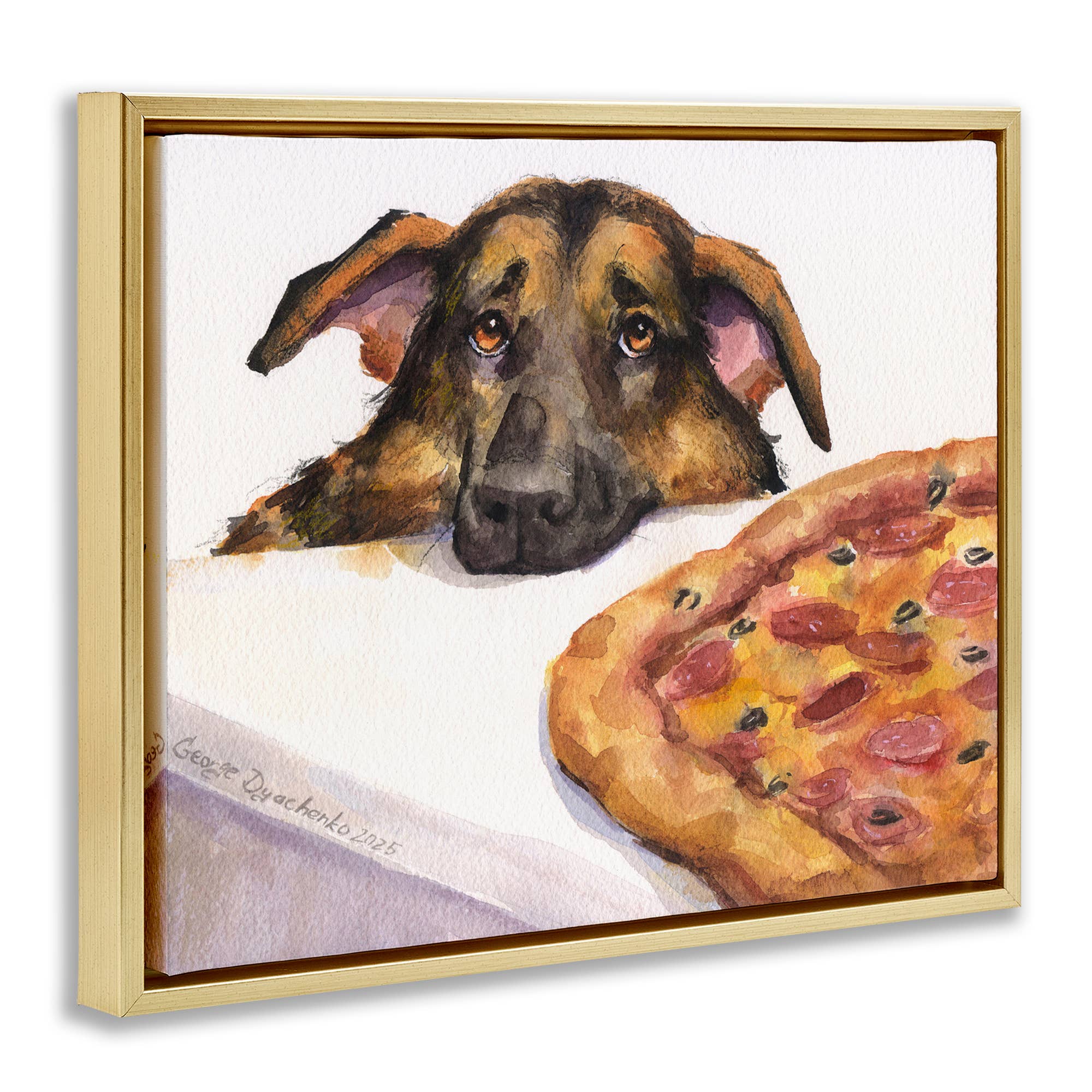 Stupell Industries - Wholesale Wall Sign - German Shepherd with Pizza - Framed Wall Art17