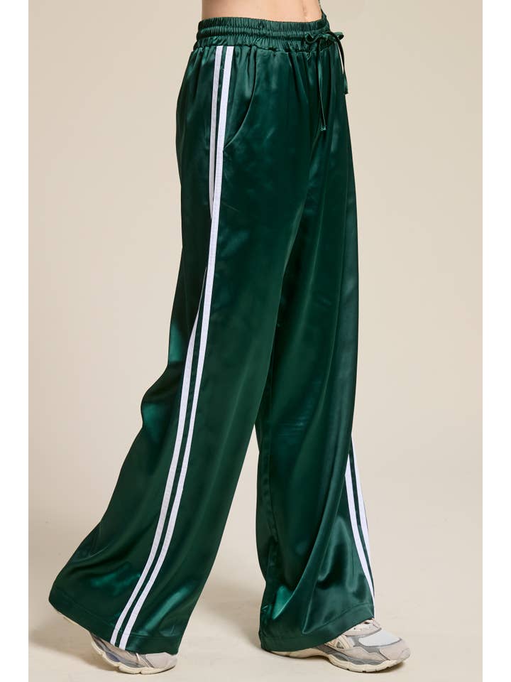 Mimosa - Wholesale Pants - Women's - Satin Track Pants with Side Stripes