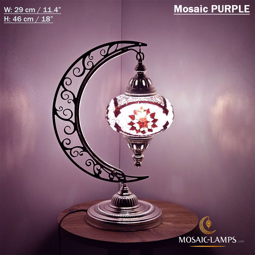 Mosaic Lamps - Vendita all'ingrosso Lampada da scrivania/d'accento - Lampada da scrivania Turkish Moon in argento, luci ad arco marocchine, Murano C47