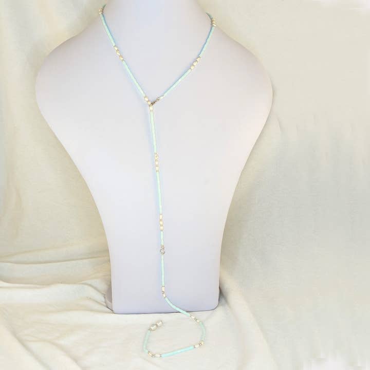 Tailleketting van kristallen buisjes en parels voor wholesale door Ping Ping Jewellery