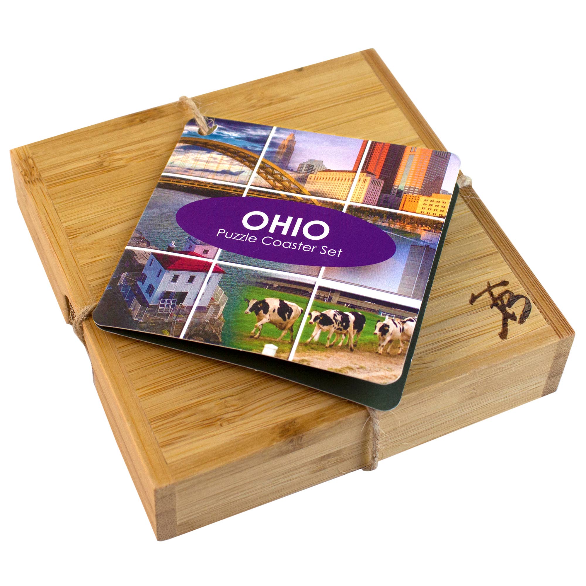Totally Bamboo – wholesale Underlägg – Ohio Puzzle 4-Pc. Glasunderlägg med fodral1