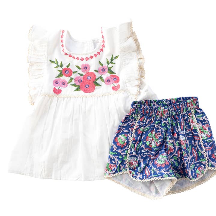 Alisha Blouse and Short set - White for wholesale by Cheeni Clothing