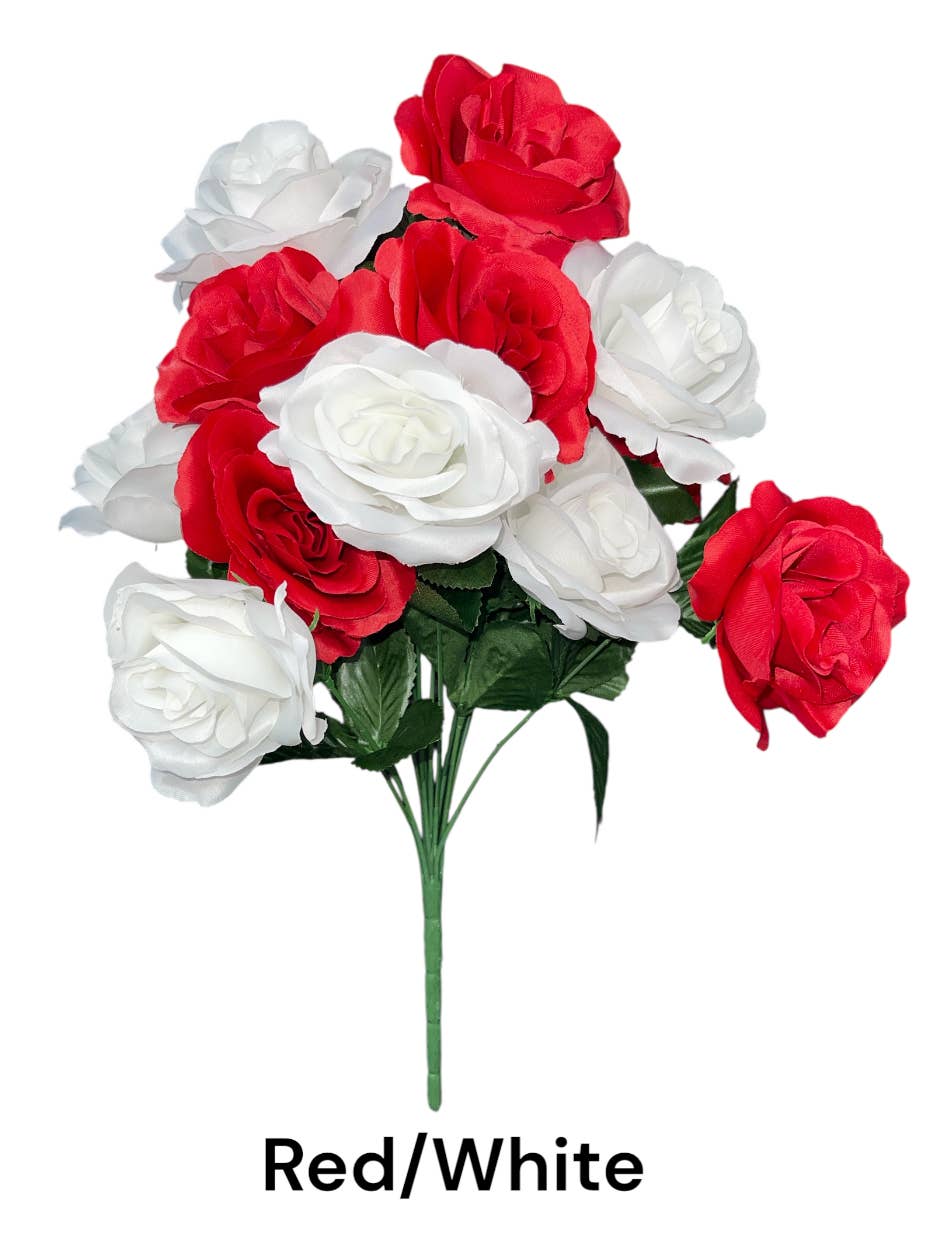 Thompson Wholesale - Wholesale Artificial Flowers - Color Fast Lillian Open Rose Bush (30 PK)28