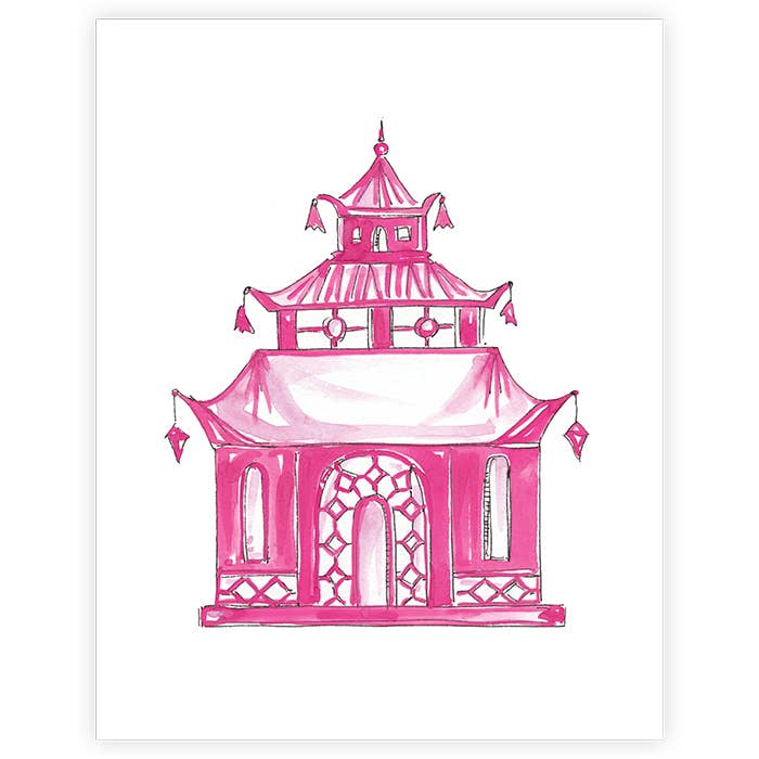 Pink Pagoda Art Print for wholesale by RosanneBeck Collections