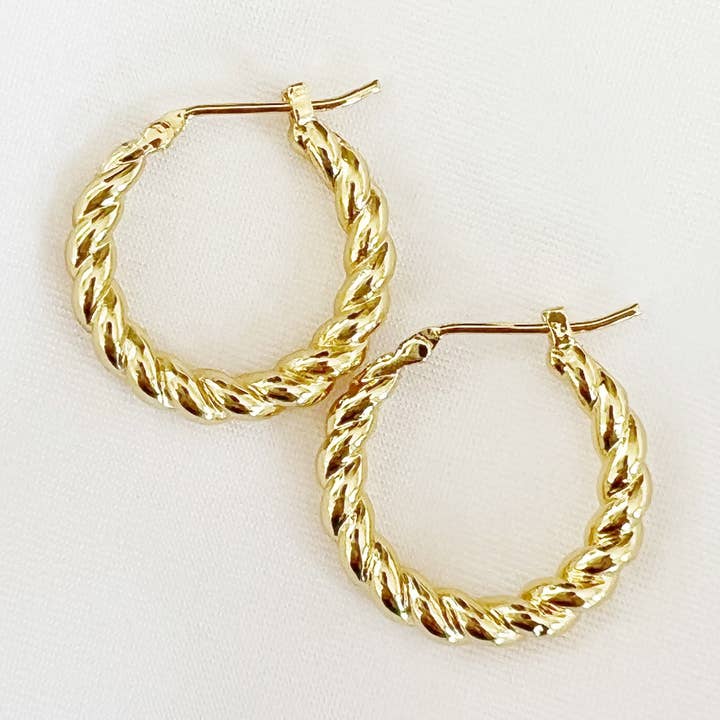 Day Break Braided Hoops Earrings Gold Filled for wholesale by True by Kristy Jewelry
