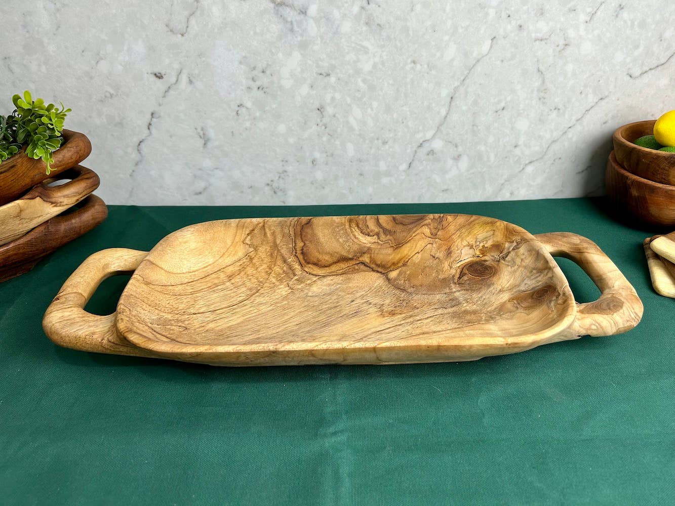 Tuckahoe Hardwoods - Wholesale Decorative Tray - Salvaged Teak Root Rustic  Handled Tray - Large6