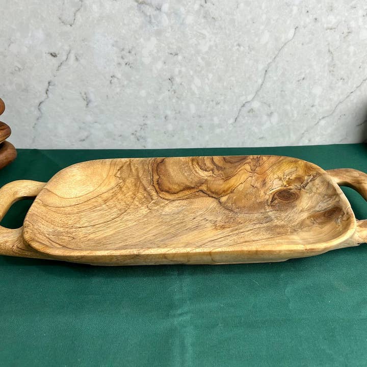 Tuckahoe Hardwoods - Wholesale Decorative Tray - Salvaged Teak Root Rustic Handled Tray - Large6