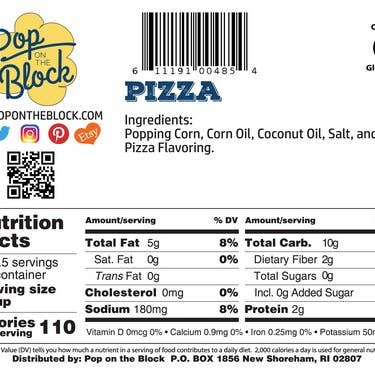 Pop On The Block - Wholesale Popcorn - PIZZA POPCORN
