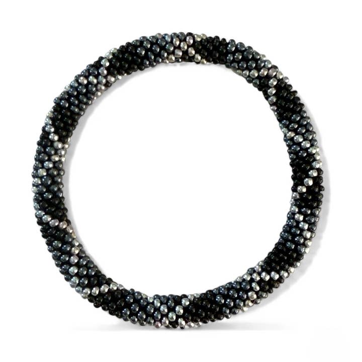 Pulseira Nepalesa Preta e Cinzenta Prateada por atacado de Maison Yvelise