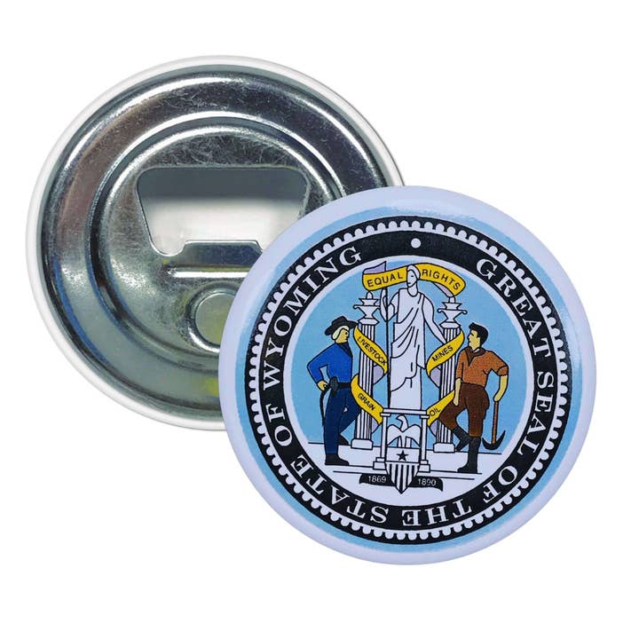 Bottle opener-magnet - State of Wyoming shield - USA for wholesale by Astur Pins
