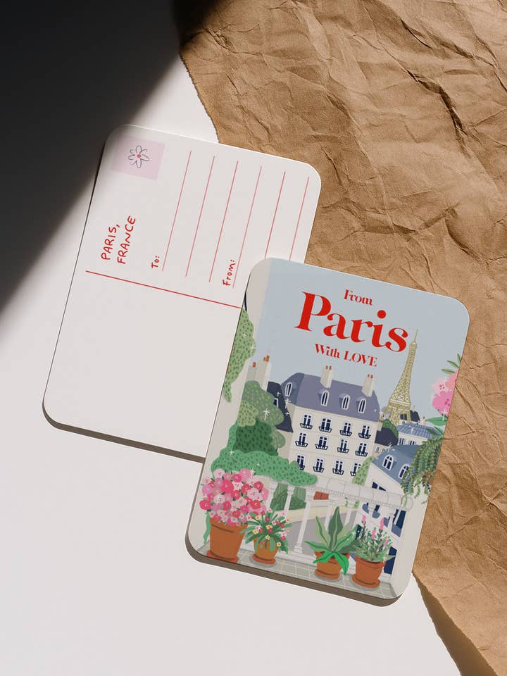 From Paris with Love - Illustrated Postcard for wholesale by Ziyi Studio