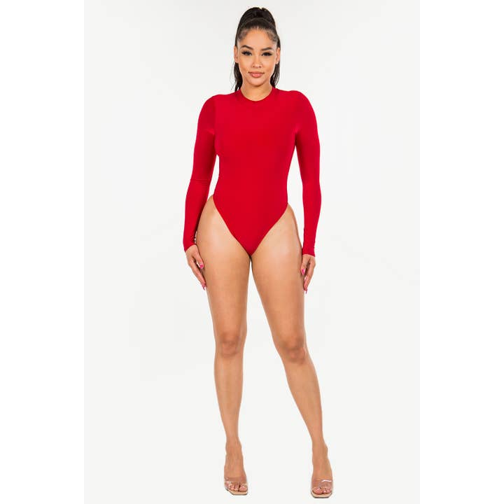 Uptown Apparel - Wholesale Bodysuit - Women's - J3818 Mock Neck Lined Thong Bodysuit