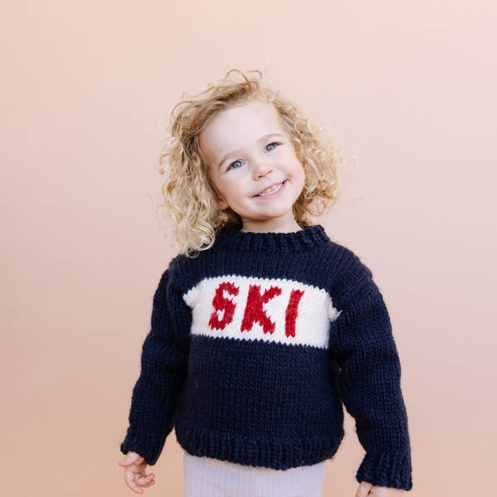 The Blueberry Hill - Wholesale Knit Sweater - Kids - Ski Sweater, Navy Baby & Kids Snow Winter Pullover