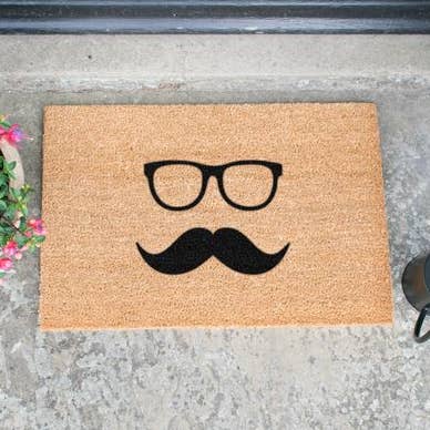 Mustache & Glasses Doormat for wholesale by Artsy Mats