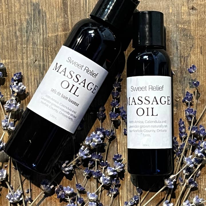 Sweet Relief Massage Oil for wholesale by Apple Hill Apothecary