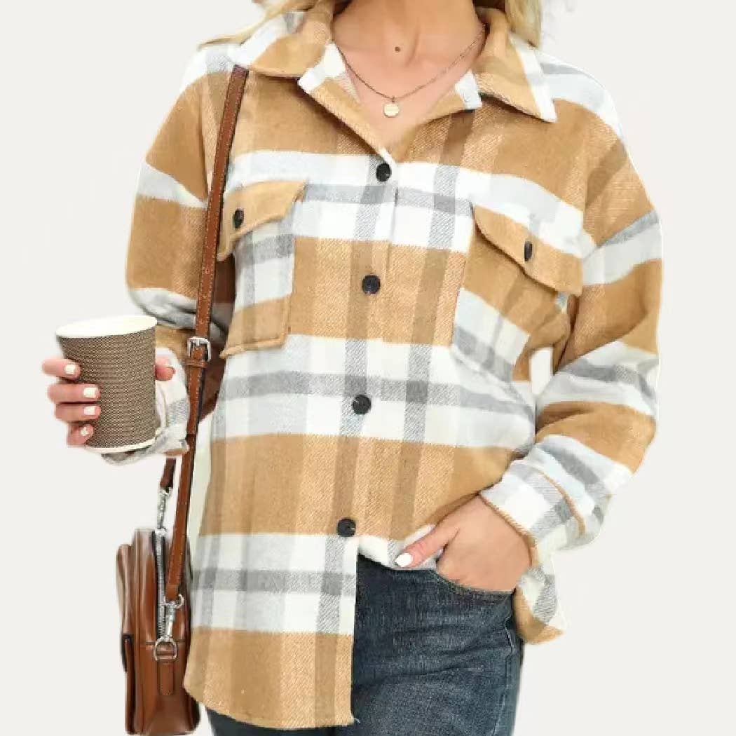 The Moment Collection - Wholesale Shirt Jacket/Shacket - Women's - Prime Time Classic Multi Plaid Collared Button Down Shacket4