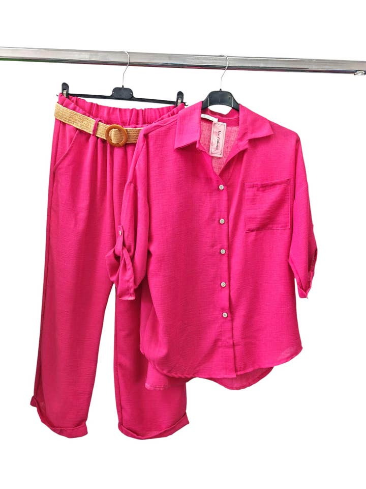Superbia - Wholesale Top & Pant Set (NOT Loungewear) - Women's - Italian One Size Full Button Casual Set of 2 Shirt and Pant3