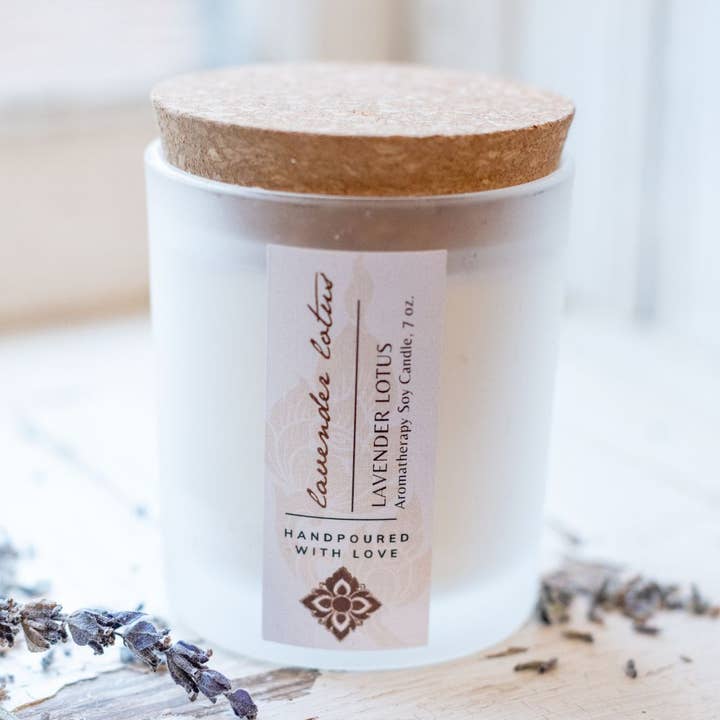 Lavender Lotus Aromatherapy Candle, 7 oz. for wholesale by Unearth Malee