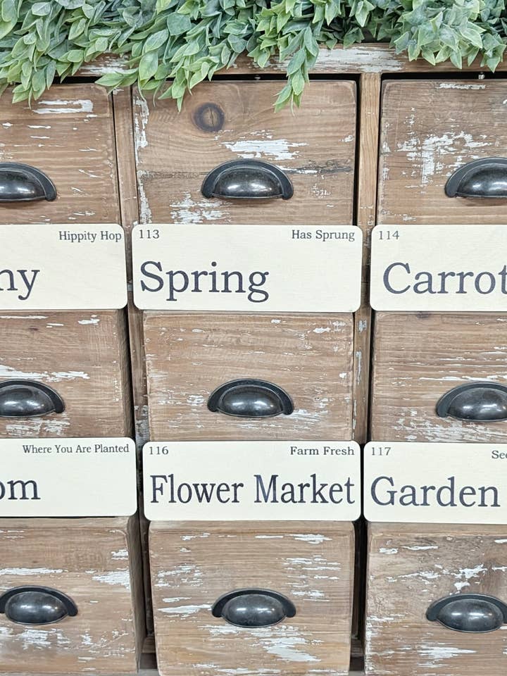 Set of Wooden Vintage Flashcards Classic Spring for wholesale by Redeemed Decor