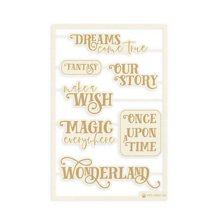 P13 - Wholesale Craft Supplies - Light Chipboard Embellishments Once Upon A Time 06 Eng, 4X6"1