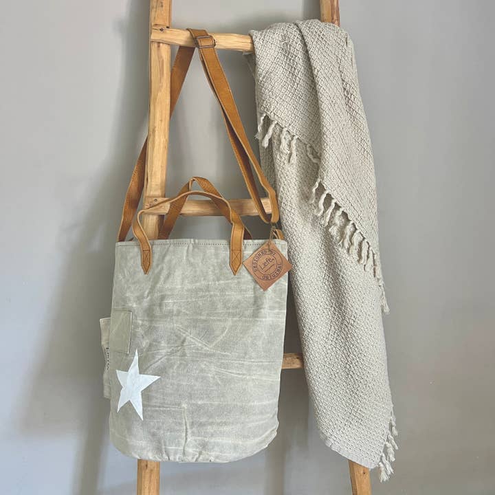 BucketBag liten stjärna vit (vintage ljus canvas) NY för wholesale av Liefe NL