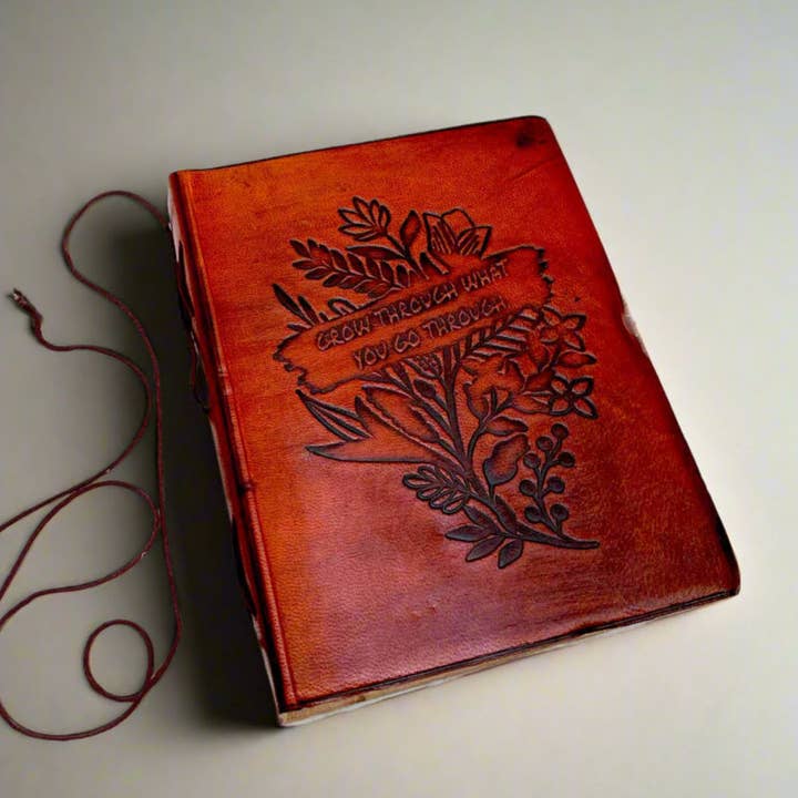 "Grow Through What You Go Through" Leather Journal - Your Healing Partner for wholesale by Soothi | Containers Of Creativity