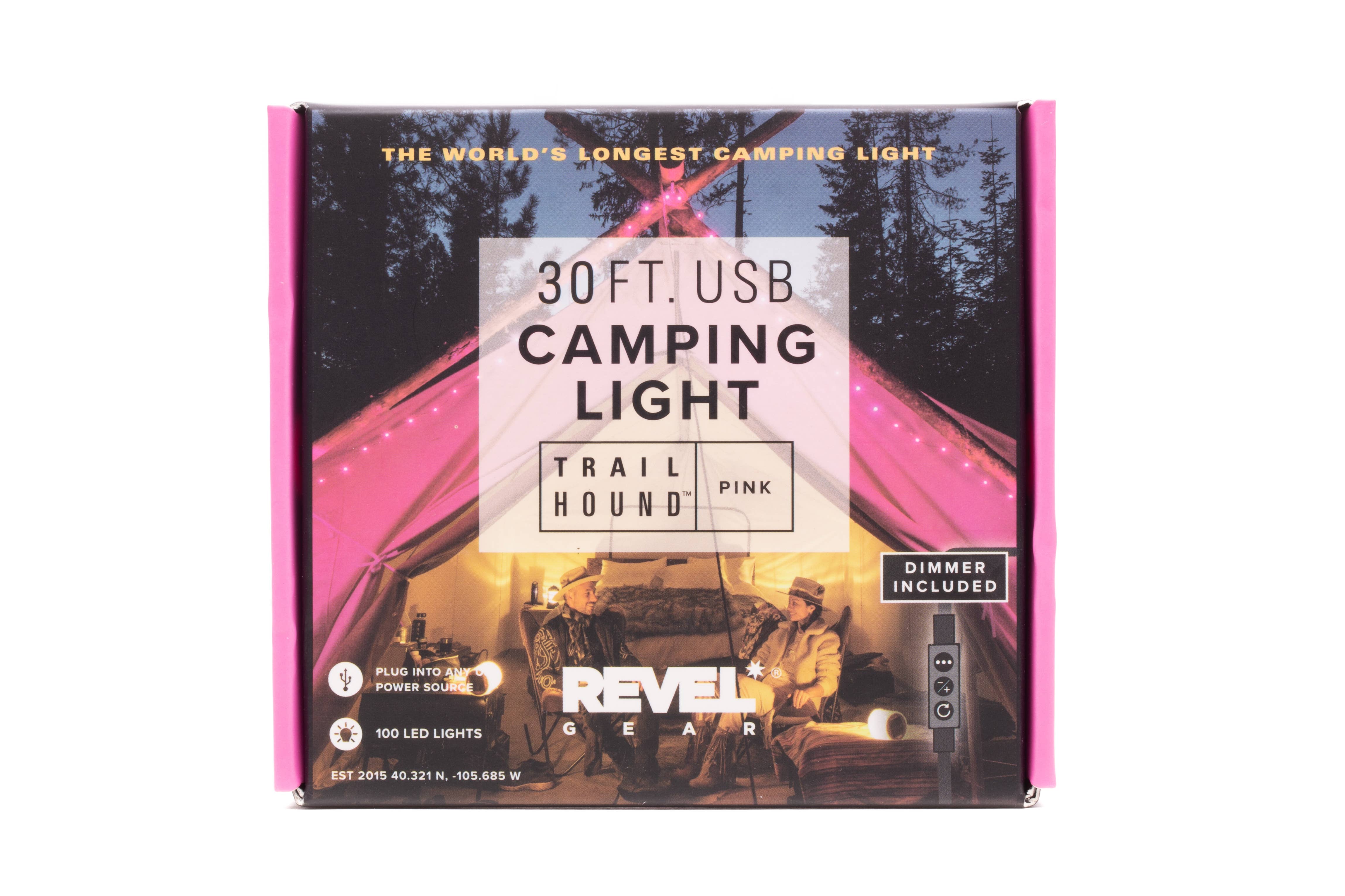 Revel Gear - Wholesale String Lights - Trail Hound™ 30ft. LED Dimmable USB Camping Light Pink1