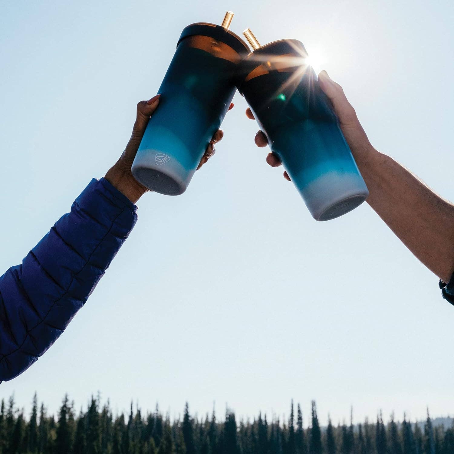 Silipint - Wholesale Insulated Mug/Tumbler - 16 oz Silicone Silipint Straw Tumbler - Moon Beam1