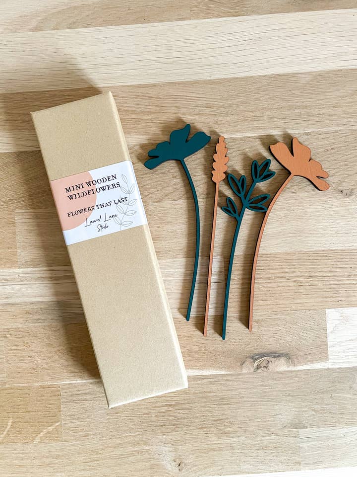 Mini Wooden Wildflowers Set - Orange for wholesale by Laurel Lane Studio