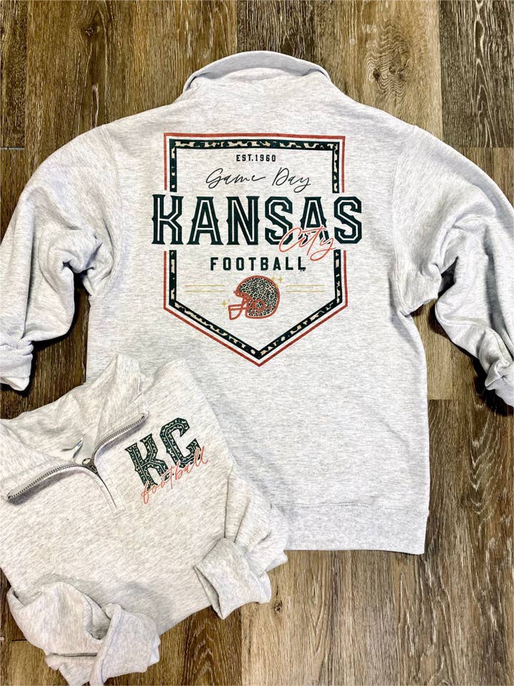 KC Bunt Football Flag Quarter Zip (KCFB1016-SUB-QZIP) for wholesale by Hustle+Heart