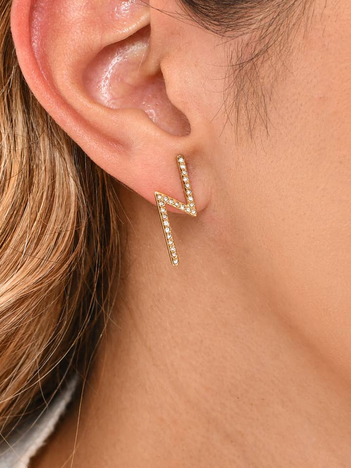 Zigzag stainless steel earrings for wholesale by Victoria Moda