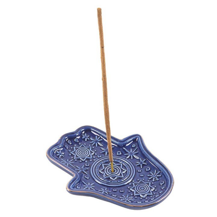 WONDER IMPORTS AUSTRALIA - Wholesale Incense holder - Dark Blue Hand of Hamsa Incense Holder and Trinket Dish1