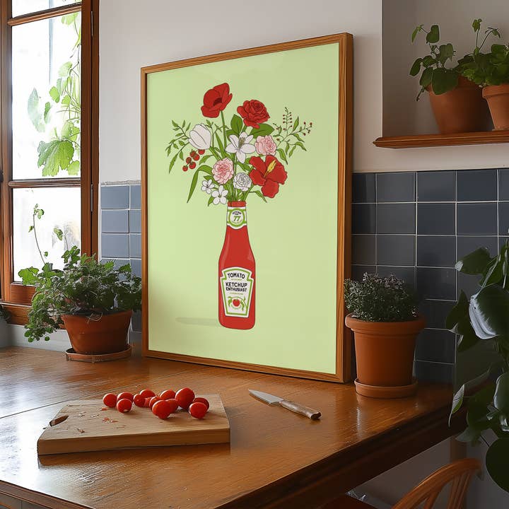 Tomato Ketchup Illustrated Print for wholesale by Laura Frances Heitzman