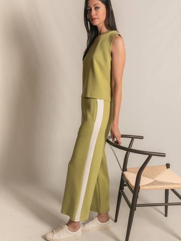 P. CILL - Vente Pantalon – femme - Pantalon à jambes larges P. CILL Butter Modal à rayures latérales57