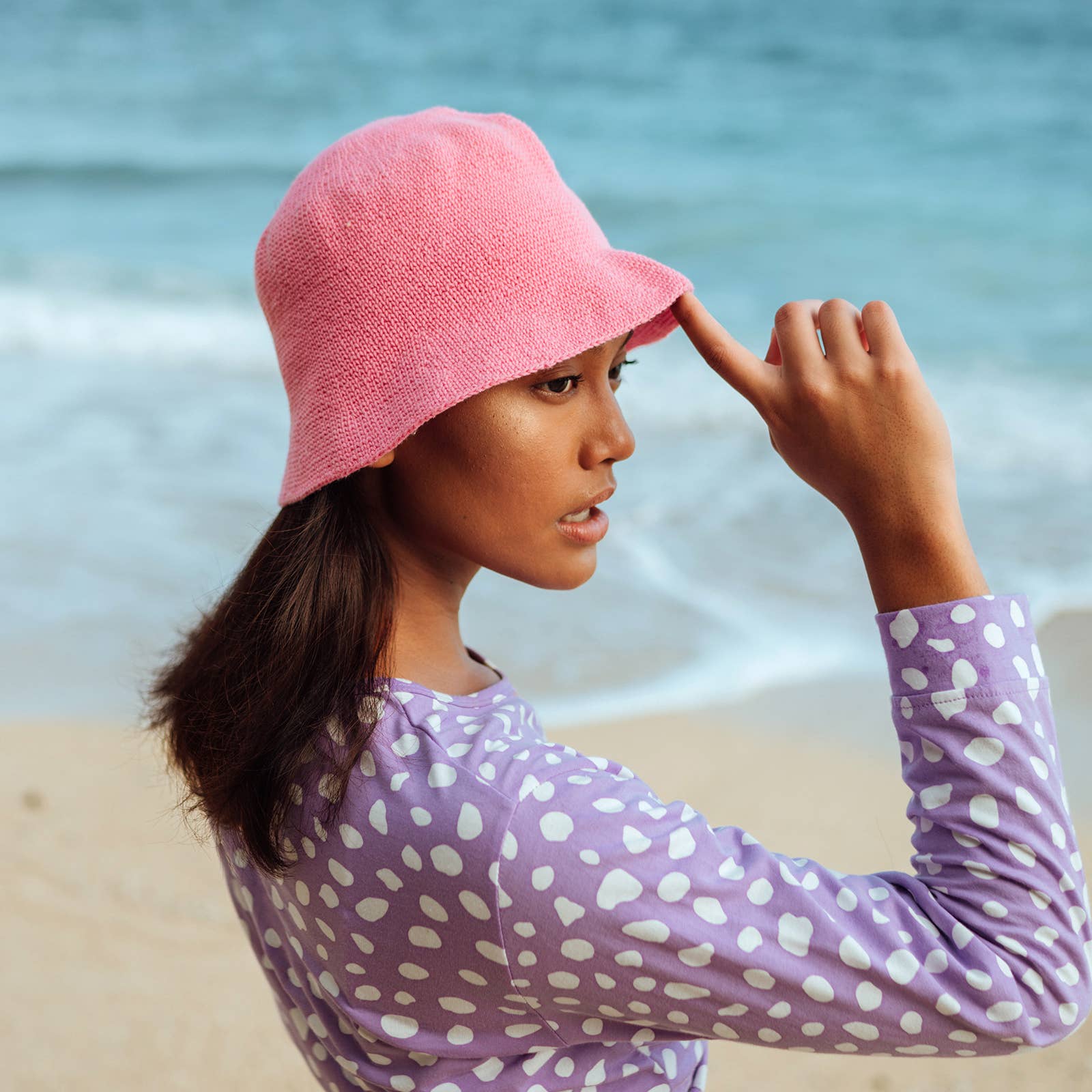 Brunna Co - Venta al por mayor Gorro estilo pescador - Mujer - FLORETTE - Gorro de ganchillo, color rosa1