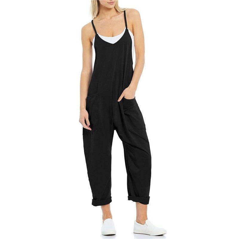 UZ Wholesale Store - Wholesale Overalls - Women's - Casual Solid Color Jumpsuit With Big Pockets0