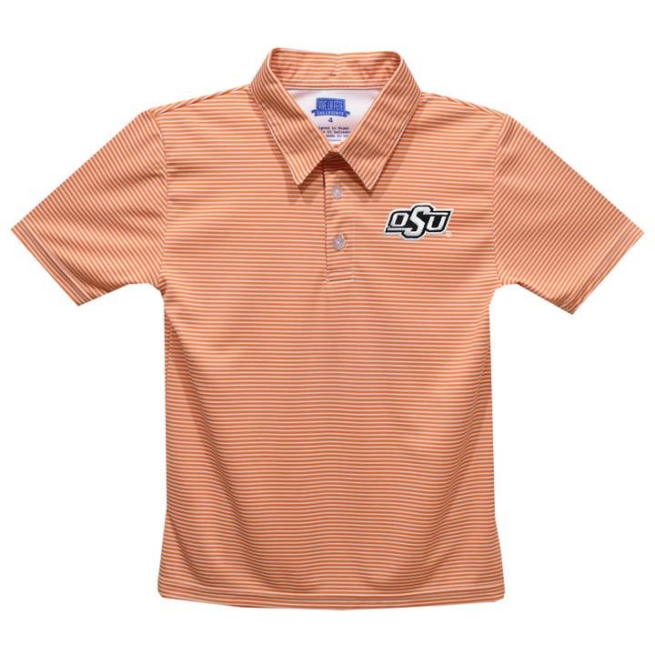 Oklahoma State Cowboys Embroidered Orange Stripes Polo Shirt for wholesale by Vive La Fete