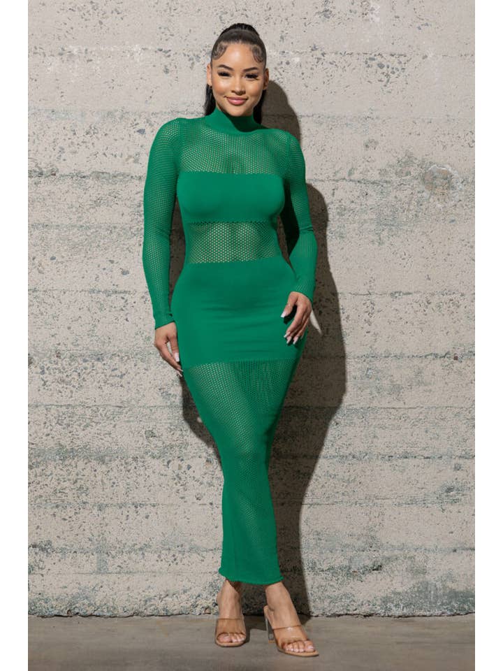 Melrose with Love - Wholesale Dress - Women's - MAXI SWEATER MESH DRESS4