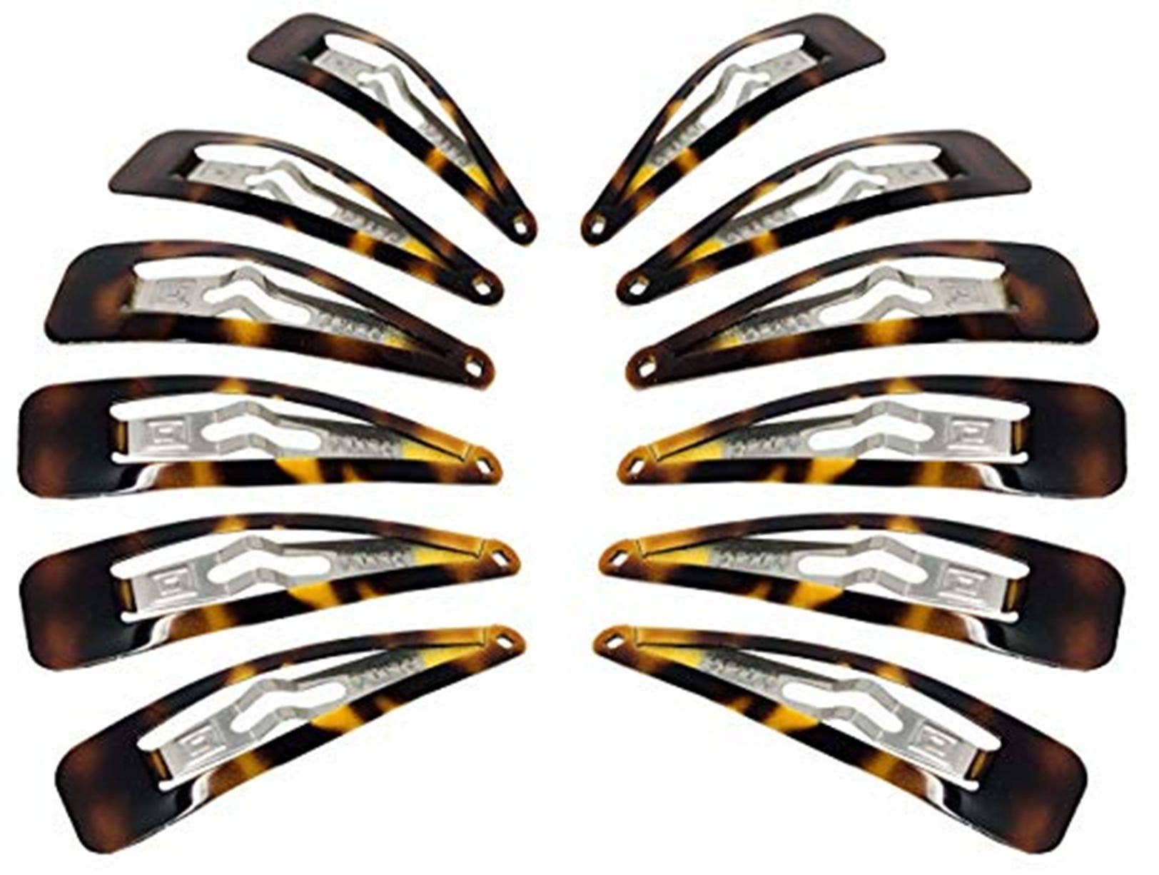 Parcelona - Wholesale Hair Pin - Parcelona French Medium Shell Pack of 12 Clic Clac Metal Snap Hair Pins0