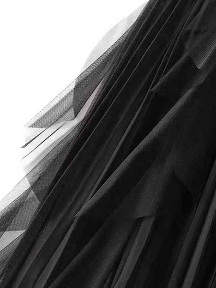 Fashion Combination - Wholesale Skirt - Women's - ruffle hem pleated tulle midi skirt3