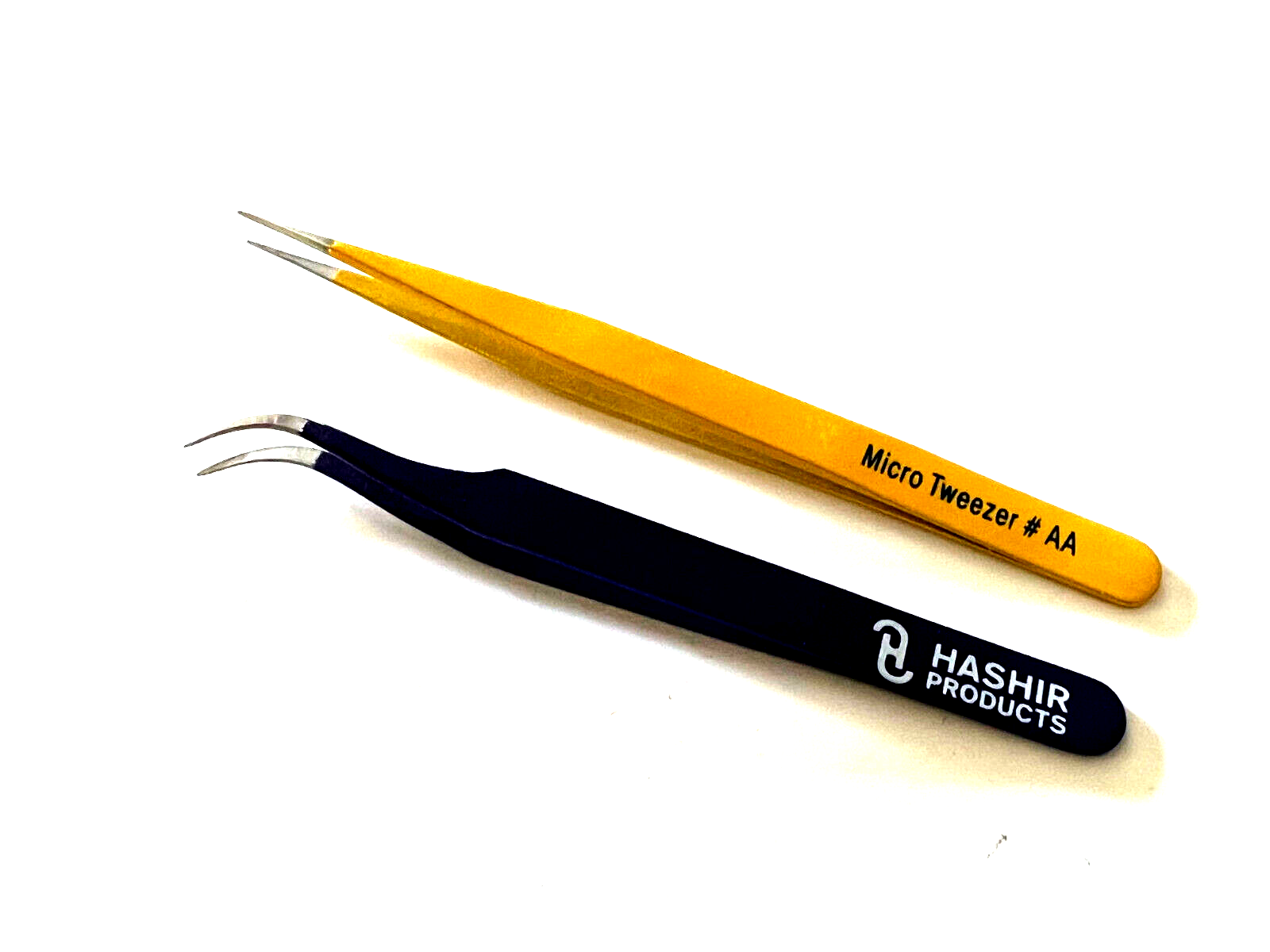 HASHIR PRODUCTS - Wholesale Tweezers - 2 Pcs Eyelash Extension Tweezers Straight & Curved Stainless Steel Set2