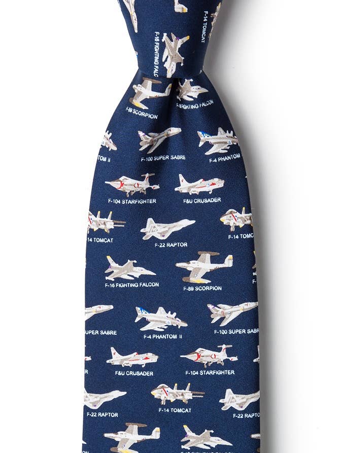 American Fighter Jets Tie - Navy Blue Silk for wholesale by Alynn