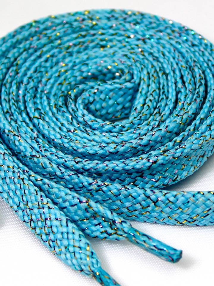Lichtblauwe Sparkle platte schoenveters voor wholesale door The Shoelace Factory