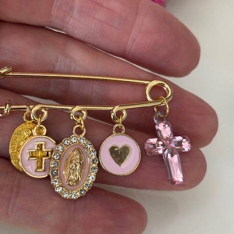 Miss DJ Angel - Wholesale Brooch - Ex-voto brooch, cross brooch and religious medal, rose cross brooch, cross gift for mom, rose cross ceremony gift, kawaii cross.2